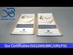 kantong berdiri komposit aluminium foil putih dengan jendela bening