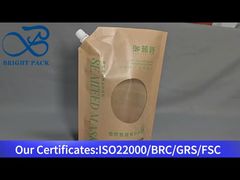 tas kantong cair kertas kraft dengan cerat dan jendela bening