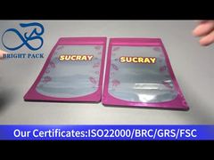 Pink aluminium foil berdiri tas ritsleting dengan jendela yang jernih