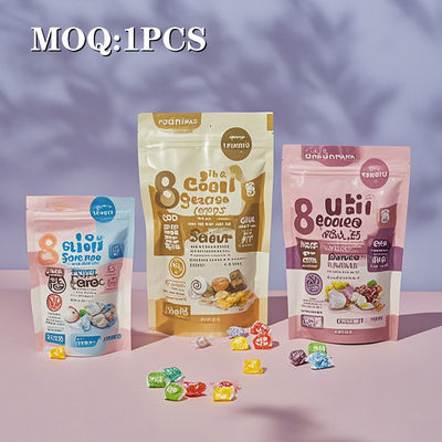 Custom Bau Proof Packing Dicetak Zip Ziplock Logo Plastik Stand Up Bag Edible Packaging Mylar Tas yang Bisa Ditutup Lagi