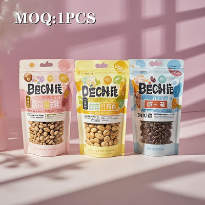 Resistant Zipper Closure Aluminium Foil Stand Up Bag dengan Slot Hole untuk Snack dan Makanan