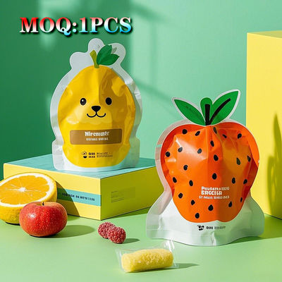 Custom Print Reselable 3.5g 7g Cookie Candy Bentuk Khusus Ziplock Bau Proof Cutout Packs Die Cut Mylar Bags With Window