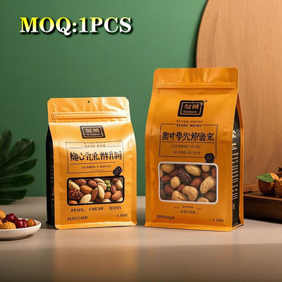 Custom 2.5kg Delapan Sisi Nut Nut Food Packing Zipper Pouch Aluminium Plated Flat Bottom Zipper Bag Untuk Packing Snack Food