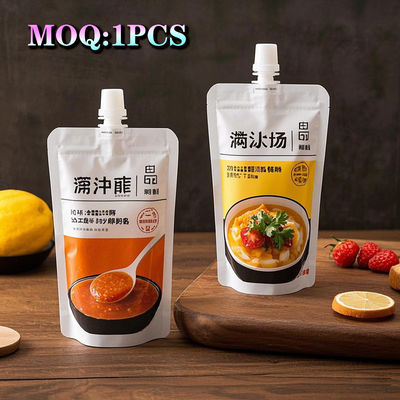 Percetakan Disesuaikan Stand Up Spout Bag Susu Jus Minyak Minuman Cairan Whey Kantong Pengemasan Nozzle Berpakaian Ulang Dengan Lubang Gantung