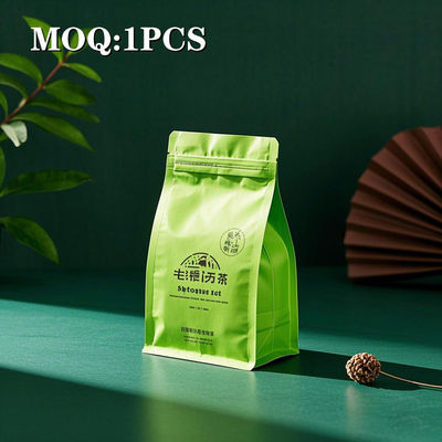 Produsen Customized Tea Wholesale Segel Zipper Bag Segel Delapan Sisi Datar Bagian Bawah Kuadrat Bagian Bawah Self-Standing Mylar Bag