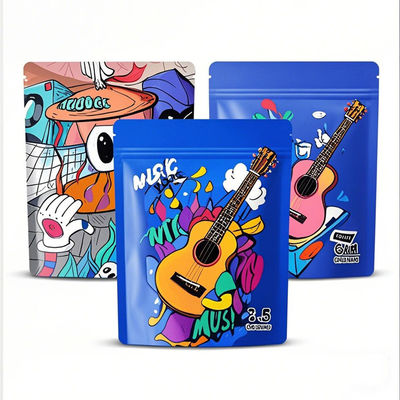 Custom Printed 3.5g Aluminium Foil Mylar Stand Up Bags Bau Proof Ziplock Food Packaging Bags Die-cut Design