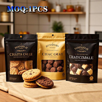 Eco-Friendly Custom Digital Print Stand-Up Mylar Bags Dengan Zipper & View Window Untuk Rempah-rempah Dan Benih