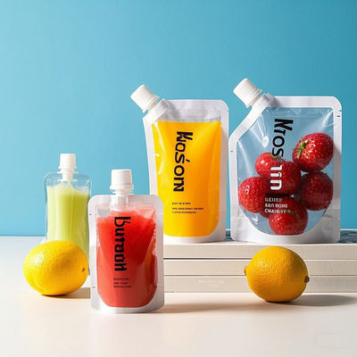 Kantong Cairan Stand-Up yang Kental Udara & Kekebalan Kebocoran Dengan Sapu yang Mudah Ditumpahkan Untuk Minuman, Saus, Kosmetik