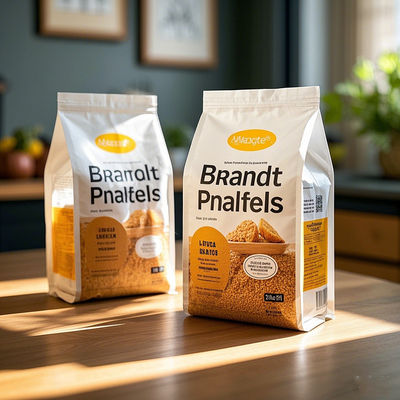 Premium BOPET Mylar Stand Up Bags Kemasan yang Dapat Digunakan Kembali Dengan Kode QR Untuk Ritel Merek Kopi