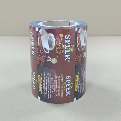 Premium Coffee Roll Film - 7 inci lebar, 2 MIL ketebalan. Metalized Foil Packaging untuk biji kopi. Custom Printed, compostable, food-grade.