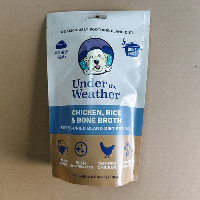 Custom Stand Up Pouch Ramah Lingkungan Disegel Kembali untuk Kopi Makanan Hewan Peliharaan Kosmetik 100g 500g 1kg