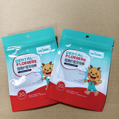 Kantong Floss Zipper Tiga Sisi yang Disegel Kebocoran-Bukti Kemasan Food Grade Ukuran Khusus / Pencetakan Bahan Komposit Multilayer yang Disertifikasi FDA / SGS