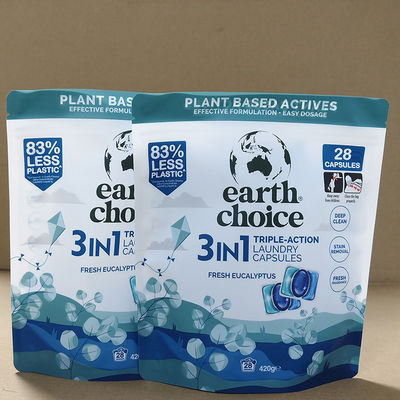 Premium Laundry Detergent Pod Custom Stand-Up Zipper Pouch High Barrier Anti-Leak