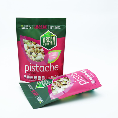 Grosir plastik yang dapat didaur ulang berdiri tas ritsleting untuk kacang kemasan dengan lubang tahan dan kelembaban-bukti.