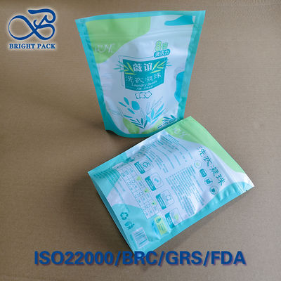 Stand-up Tri-Seal Bags untuk Washing Pods - Zipper & Clear Window yang Dapat Di-seal Kembali