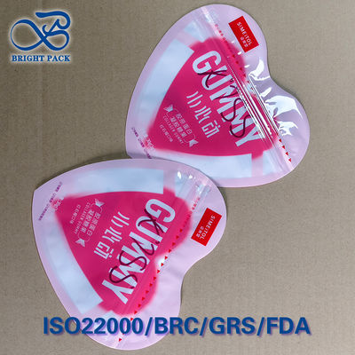 Custom Logo Heart Shape Stand Up Zipper Bags, Food Safe Re-sealable Packaging Bags Untuk Permen & Snack