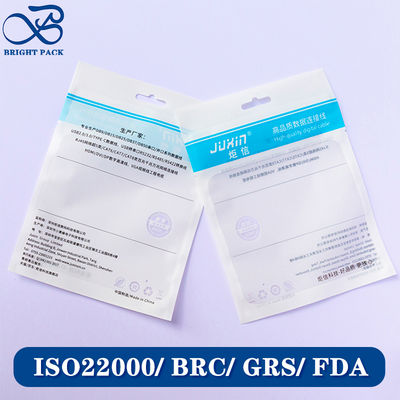 Kantong Plastik Resleting Segel Cetak Kustom Ramah Lingkungan Untuk Pengemasan Produk Elektronik Dengan Jendela Transparan.