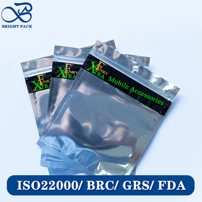 Kantong foil aluminium cetak khusus ringan untuk kemasan produk elektronik dengan ritsleting yang dapat ditutup kembali.