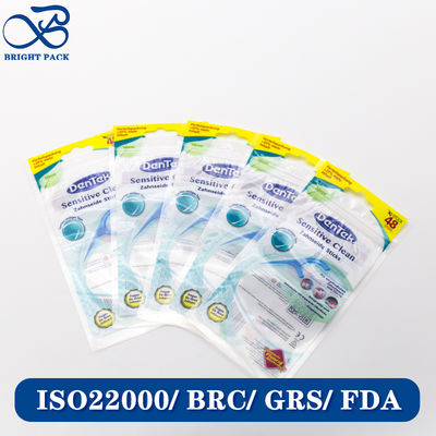 Kantong Kemasan Plastik Desain Ukuran Kustom Bahan Laminasi Dengan Cetak Logo Untuk Grosir Kemasan Benang Gigi.
