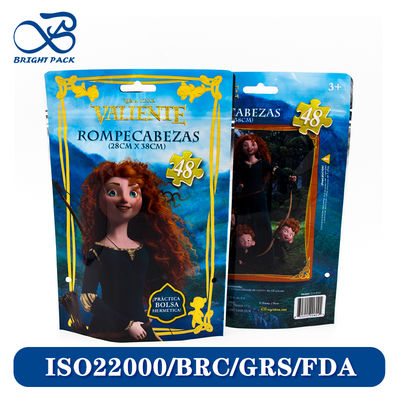 Kantong Ritsleting Berdiri dengan Pola Kartun Kustom untuk Pengemasan Mainan dengan Mylar Biodegradable dan Bahan Tidak Beracun.