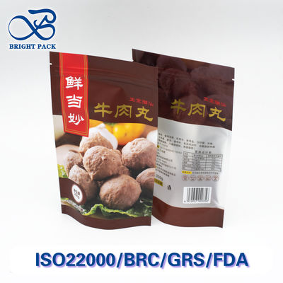 Kantong berdiri tahan pendingin untuk daging Deli kemasan dengan film tahan dingin dan bahan daur ulang.