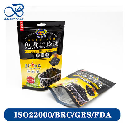 Kantong Berdiri Penghalang Oksigen untuk Pengemasan Makanan Instan dengan Film Multi-Lapisan dan Ritsleting Segel.