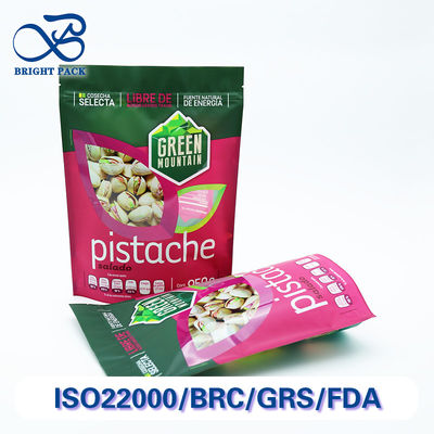 Grosir plastik yang dapat didaur ulang berdiri tas ritsleting untuk kacang kemasan dengan lubang tahan dan kelembaban-bukti.