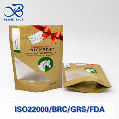 Kantong Berdiri Anti-Tusuk Dengan Penghalang Oksigen Tinggi Dan Jendela Transparan Untuk Pengemasan Makanan Hewan Peliharaan Pesanan Massal Diskon.