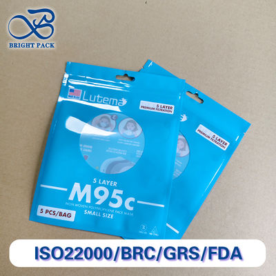Kantong Segel Tiga Sisi Cetak Bermerek yang Dapat Disesuaikan Untuk Pengemasan Masker Medis Dengan Jendela Transparan Diskon Pesanan Massal.
