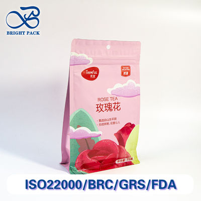 Biaya-efektif delapan sisi segel kantong untuk kemasan teh dengan tahan air mata dan kustom cetak diskon pesanan massal.