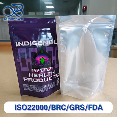 Kantong Berdiri yang Dapat Dibranding Setengah Dicetak dan Setengah Jendela Tampilan Bening dan Alas Bahan Daur Ulang Pesanan Massal.