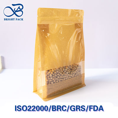 Kantong kertas kraft tahan lama dengan jendela yang terlihat untuk kemasan makanan tahan lemak disesuaikan.