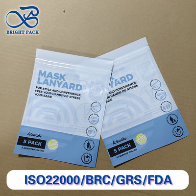Kantong Tali Masker PE / PET Premium yang Dapat Digunakan Kembali Sesuai FDA Kemasan Kustom Massal