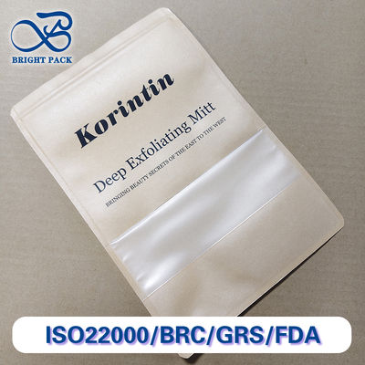 Kantong Jendela Kertas Kraft Kemasan Komposit Multi-Layer Makanan / Kopi / Kacang-kacangan FDA / SGS Sertifikasi Ukuran Khusus & Pencetakan Ramah Lingkungan awet