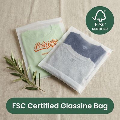 Plastik Bebas Luxury Glassine Paper Bag Compostable Eco-Friendly Garment Bag untuk Bungkus Baju Berkulit
