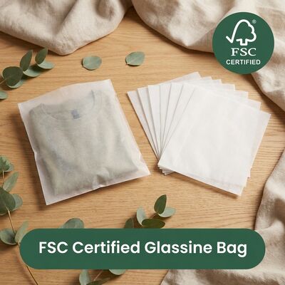 Eco Friendly Luxury Glassine Bag Green Packaging Clothing Zero Plastic Apparel Bag Direktif Uni Eropa Pakaian Berkelanjutan Eropa OEM