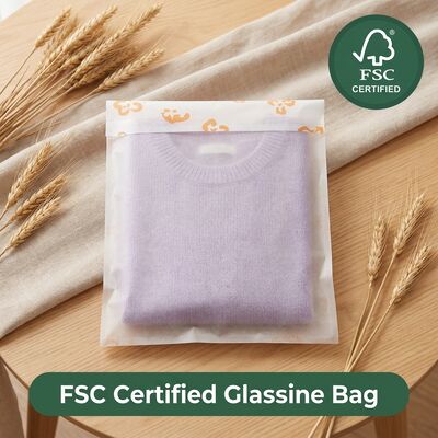Tas Kertas Kaca Mewah Berkelanjutan untuk Pakaian Plastik Bebas Biodegradable Pakaian Kemasan Kantong Pakaian untuk Grosir Bersertifikat