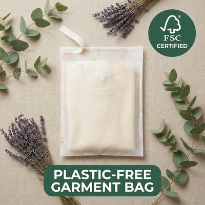 Zero Plastic Luxury Eco Friendly Glassine Bag Pakaian Kemasan Baju Hijau Berkelanjutan Kantong untuk Sertifikasi Daur Ulang EU UK