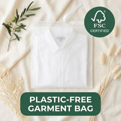 Kantong Kaca Bening 40gsm untuk Pakaian Kemasan Pakaian Translucent Eco Garment Bag untuk Sertifikasi Daur Ulang Biodegradable