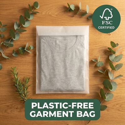 Eco Friendly Luxury Glassine Bag Clothing Packaging Recyclable Pouch Plastic Free Garment untuk pemasok grosir bersertifikat AS