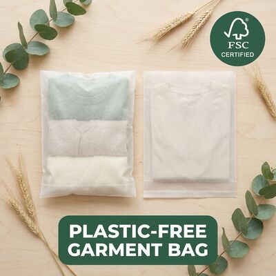 Tas Glassine Kompos Mewah Kemasan Pakaian Kantong Pakaian Berkelanjutan Gratis Plastik Ramah Lingkungan OEM Pakaian Sesuai UE