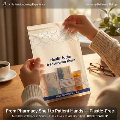 FDA Compliance Steril Wax Coated Paper Bag Luxury Pharma Ramah Lingkungan Kemasan Medis Bebas Plastik Pabrik Grosir