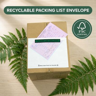 Glassine Eco Biodegradable Shipping Document Wallet. FSC Certified Plastic-Free Recyclable Custom Bulk Envelope