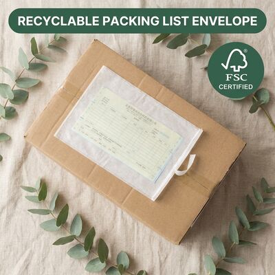 Plastik Bebas Biodegradable FSC Label Bersertifikat Kantong Kertas Daftar Kemasan Amplop Dokumen Perekat Sendiri Dompet