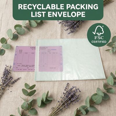 Invoice Kaca Kantong Tertutup Bebas Plastik Biodegradable Ramah Lingkungan FSC Sertifikasi Daftar Kemasan Daur Ulang Amplop Custom
