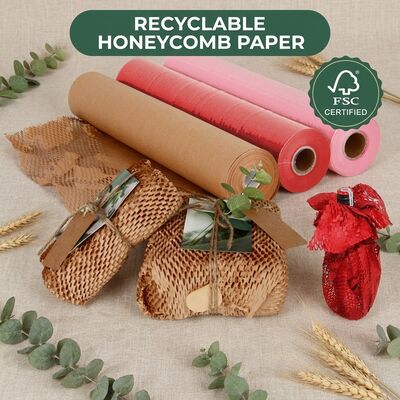 50cm & 30cm ramah lingkungan Daur Ulang Kraft Honeycomb Paper Roll Wrapping Paper Cushioning Wrap untuk Pengiriman
