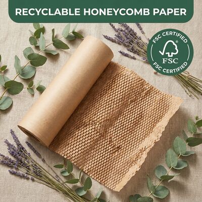 Warna Putih Ramah Lingkungan Daur Ulang Kraft Honeycomb Paper Roll Cushioning Wrap dengan Proof Grease untuk kemasan hadiah