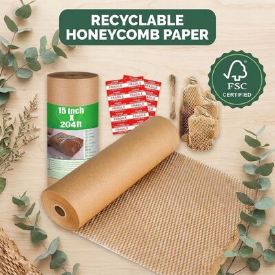 Daur ulang Kraft Cushioning Paper Roll Kraft Paper Honeycomb Wrap Protective Packaging Paper