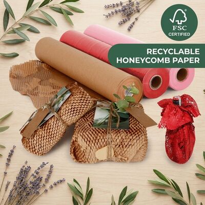 Kemasan Kertas Berkelanjutan untuk Bisnis Online Kecil Biodegradable Honeycomb Cushion Wrap Roll